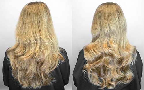 Blonde Haare im Vergleich vor und nach einer TRIJUVEN©-Behandlung