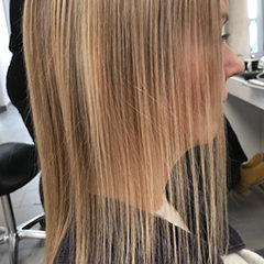 Haarverdichtung blonder Haare vorher, Model 4