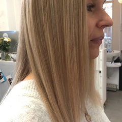 Haarverdichtung blonder Haare nachher, Model 4